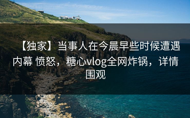 【独家】当事人在今晨早些时候遭遇内幕 愤怒，糖心vlog全网炸锅，详情围观