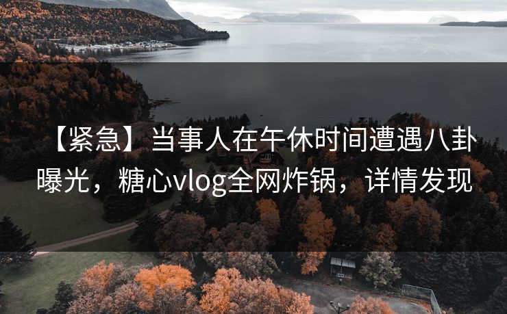 【紧急】当事人在午休时间遭遇八卦 曝光，糖心vlog全网炸锅，详情发现